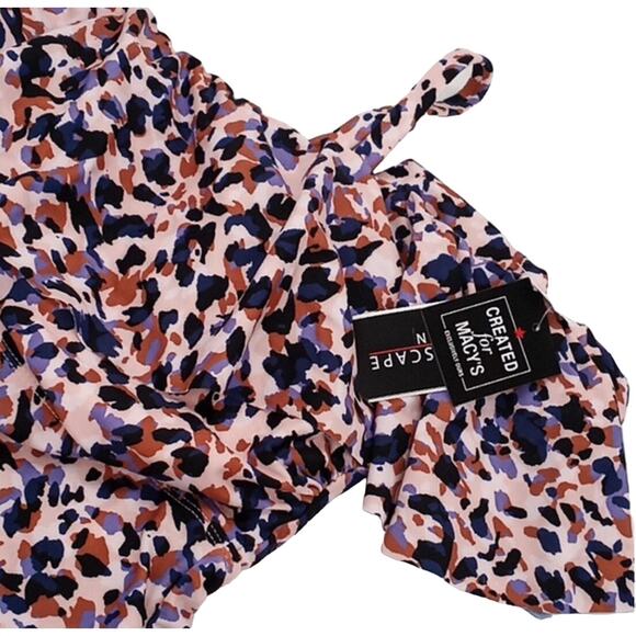 Island Escape Floral Tankini Swim Top Ruffle Off Shoulder Underwire Pink 20W - Picture 4 of 5